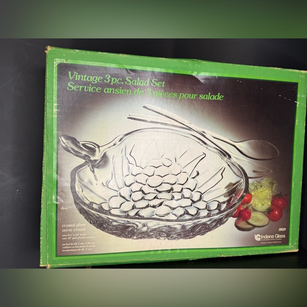 Vintage Indiana Glass 3pc Salad Set